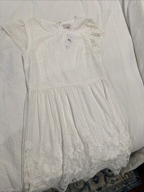 LOFT Cream Lace Short Sleeve Girls Dress